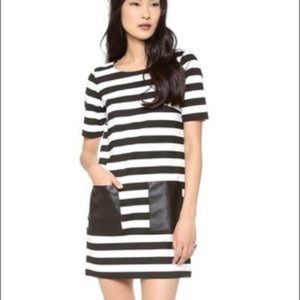 Club Monaco stripe dress with leather pocket